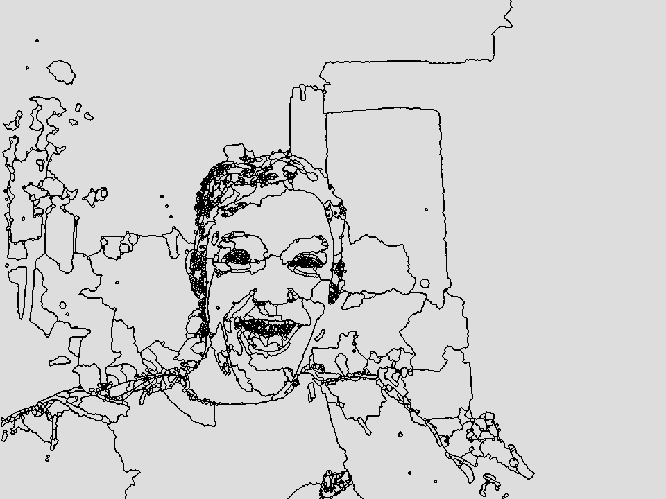 Catchment basin outlines traced over the portrait