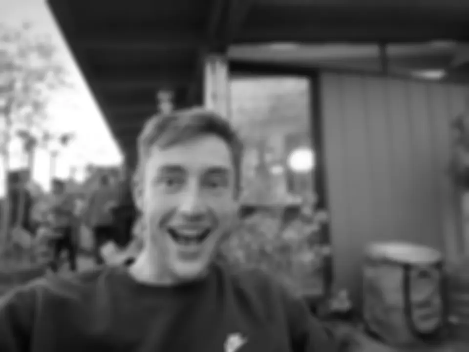 Blurred grayscale copy of the portrait